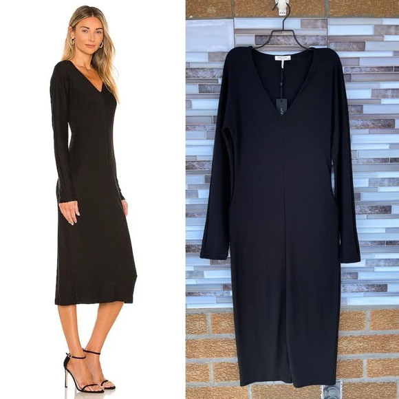 New rag & bone ribbed-knit V-neck dress medium - Picture 3 of 17